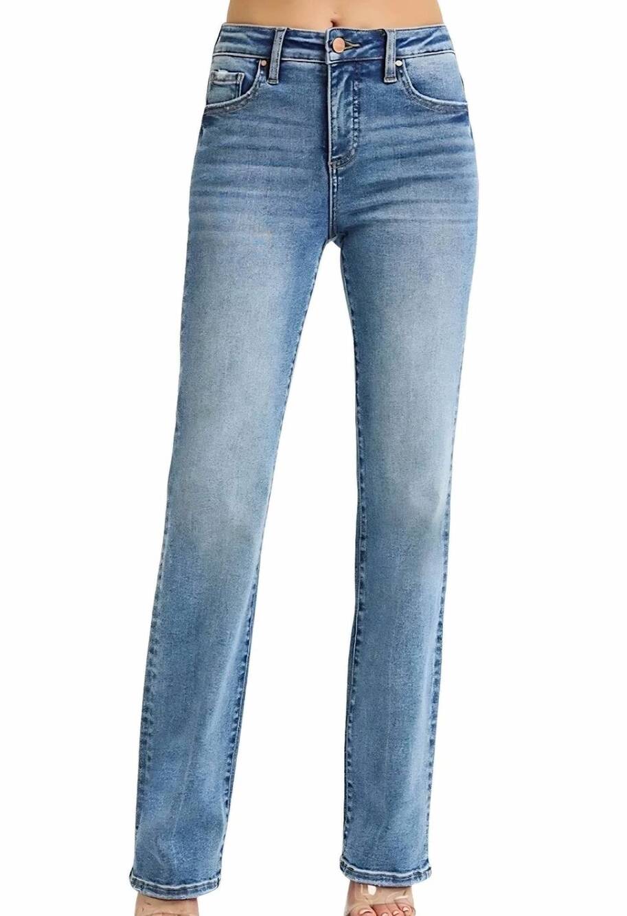 NEW RISEN high rise straight leg jeans in medium